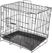 VANZACK Pet Crate Round Edges Cat Cage Pet Supplies Dog Kennel Iron Wire for Indoor Use