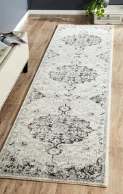 Rug Culture Charcoal & Grey Durable Medallion Runner Rug