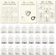 24 Sets Wedding Favors for Guests Wooden Tic Tac Toe Games Snakes and Ladders Ring Toss with Organza Bags Mr and Mrs Happily Ever After Table Wedding Games for Bridal Shower Party Favors