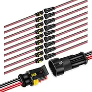 Nilight 2Pin Way Electrical Wire Connector 10 Pack 16AWG Male Female Plug Socket Quick Disconnect Waterproof Plug Play 1.5mm Series Terminal for Car Truck Motorcycle Marine Boat