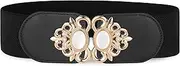 [BlackButterfly] Stretchy Vintage Wide Waspie Elastic Pearl Buckle Waist Belt