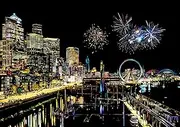 SiYear Scratch Art Painting Paper Set for Adults & Kids,Landmark Building City Series Night Scene,Scratchboard Creative Gift DIY Foil Engraving Crafts with 4 Tools (A3-Seattle + Bay Bridge）