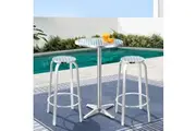 Gardeon 3-Piece Outdoor Bar Set Bistro Table Stools Adjustable Round Cafe