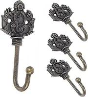 STOBAZA 4 Pack Vintage Bronze Hooks Rustic Wall Decor Hooks for Coats Hats and More Sturdy Metal Home Decor for Bathroom Entryway
