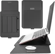 13"/14" Laptop Sleeve Case Compatible with MacBook Air M2 M3 2022-2024/MacBook Pro Laptops, PU Leather Laptop Sleeve Case with Stand and Mouse Pad