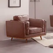 York 1 Seater PU Leather Armchair Sofa Modern Lounge in Brown Colour