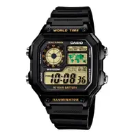 在飛比找PChome24h購物優惠-CASIO 全方位世界地理數位錶-黃色電子液晶面板