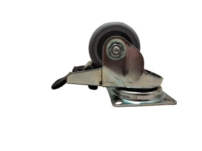 Grey Rubber Plate Swivel Castor Brake 50mm 50kg Load