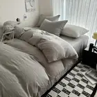 Bed Linen Solid Cotton Bedding Set with Sheet Duvet Cover Pillowcases Bedsheet