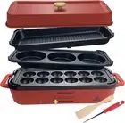 Multifunctional Electric Griddle Grill Nonstick Baking Red, Black