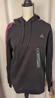 Adidas Essential 3-Stripes Full-Zip Hoodie Sweatshirt Black Purple SMALL CL21