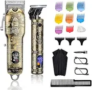 Professional Hair Clippers for Men, Clippers and Trimmers Set, Cordless Barber Clippers for Hair Cutting, Beard Trimmer Hair Cutting Kit with T-Blade Close Cutting Trimmer