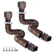 Plusgutter Brown 2-Pack Rain Gutter Downspout Extensions Flexible, Drain Down...