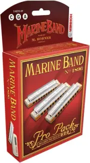 3P1896BX Marine Band Harmonica, Pro Pack, Keys of C, G, and a Major