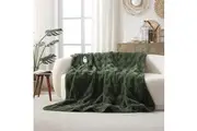 Dreamaker Basketweave Faux Fur Heated Throw Olive - 180x200cm
