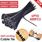 Cable Ties Zip Ties Nylon UV Stabilised Self Locking Cable Tie Up to 500x Black