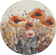BVNMT Degrees of Comfort Meditation Floor Cushion, Round Cushion for Adults Seat,Watercolor Red Poppy Flowers Printed Memory Foam Cushion, Outdoor Picnic Mat 15.35 Inch.