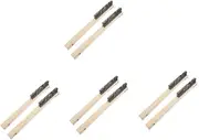 CLISPEED 4sets Heat Protection Pizza Oven Brush BBQ Grill Scraper Brush Wood Handle 2pcs*4
