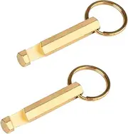 NBGDY 2PCS Solid Brass Keychain Beer Bottle Opener with Brass Key Rings Handcrafted in Brass Copper,（KPQ-502L）, small, Gold