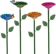 Bee Watering Station, 4pcs Flower Shaped Metal Bee Cups, Waterproof Feeders for Outside Butterfly Feeder for Outdoor Garden Decor