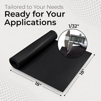 Neoprene Sheet 1/32 x 18 x 18 in Rubber Mat Thin Gasket Material Made in USA