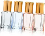 CTIRCHIU 4Pcs Roller Ball Perfume Dispenser Bottles Elegant Colored Containers with Metallic Lids for Essential Oils and Fragrances Portable Travel for Sampling