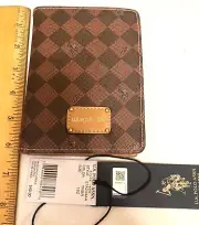 U.S. POLO ASSN. Brown Tan Diamond Argyle Passport Holder / Wallet 6" x 4.5'"NEW