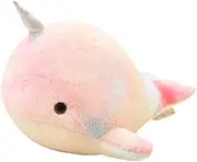 Totority Whale Doll Plush Toy, Adorable Plush Narwhal Doll Stuffed Animal Soft Cuddly Whale Toy for Kids Home Decor Bedroom Office Present