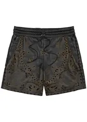 Amiri Laser-cut Bandana Leather Shorts - Black - 52 (IT52 / XL) 52 (IT52 / XL)