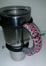 Paracord Handles for 40oz, 30oz, or 20oz YETI, Ozark, Rtic Pink Camo & Dark grey