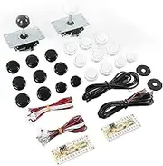2 Player Game DIY Kits, 2 Player Game DIY USB Board Encoder Joystick Buttons Set, Compatible with Home Console, Fighting Game Console, Friends Gathering (Black White)