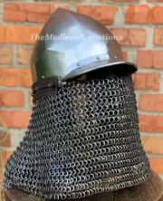 Medieval Steel Chainmail Helmet, Aventail Helmet Armor Crusader Elite Helmet