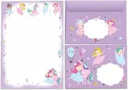 Stationery Set for Girls Ballerina Ballet Dancer with Unicorn Letter Pad with Envelope for Children (A5 Pad with 25 Sheets + 15 Envelopes)