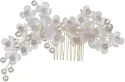 Bridal Headdress Tiara Pearl Headpiece Bridal Hair Gold Hair Accessories Bridal Headpiece Pearl Hair Accessories Hair Comb Crystal Hair Comb Hair Comb for Bride Golden Healeved