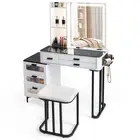 Makeup Vanity Desk with Mirror and Lights Dressing Table and Stool Set
