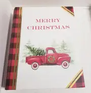 Pooch & Sweetheart CHRISTMAS 11"X14" BOOK BOX Storage Decorative Red Truck Tree