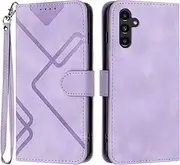 [Bxithnr] Mobile Phone Case for Samsung Galaxy A34 5G, Samsung A34 5G Case, Premium Leather Mobile Phone Foldable Shockproof Wallet Flip Case Cover Magnetic Stand Protective Case for Galaxy A34 5G - Purple