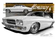HOLDEN HQ LS MONARO GLACIER WHITE A2 FRAMED PRINT (HC239)