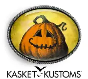 Jack O Lantern Belt Buckle - Halloween Pumpkin Art Handmade Gift - 117