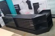 Set of 4 pieces BRAND NEW black counter and display case set. Available Now