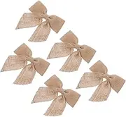 Homoyoyo 5pcs Handmade Christmas Bow Decorations Jute Bow Adornments for Wedding Rustic Craft for Holiday Parties Festive Celebrations