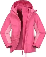 [Mountain Warehouse] Lightning 3 in 1 Kids Waterproof Jacket - Taped Seams Triclimate Jacket, Detachable Hood, Inner Fleece Kids Coat - for Winter Walking, Hiking
