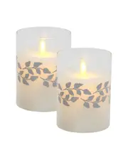 LumaBase Set of 2 Battery-Operated LED Glass Candles with Moving Flames