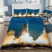 New Nasa Apollo 11 Rocket Liftoff Doona / Duvet Cover and 2 Pillow Slips