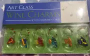 Art Glass Wine Charms Flip Flops Summertime Beach Set Of 6 NEW