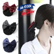 Bowknot Hair Net Hairnet Cover Barrette Women Bun Accessory Bow Clip Snood