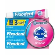 Fixodent Complete Original Denture Adhesive Cream, 2.4 oz, 3 Pack (Packaging May