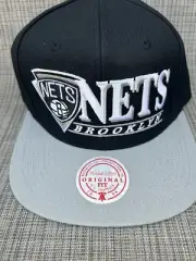 Brooklyn NETS NEW NBA Mitchell & Ness Snapback Cap OSFA Black/Gray/White