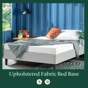 Zinus Fabric Bed Base Upholstered Bed Frame Light Grey Queen Single