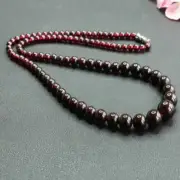 Handmade natural garnet bead necklace with 18" tower chain Chain Dark Matter